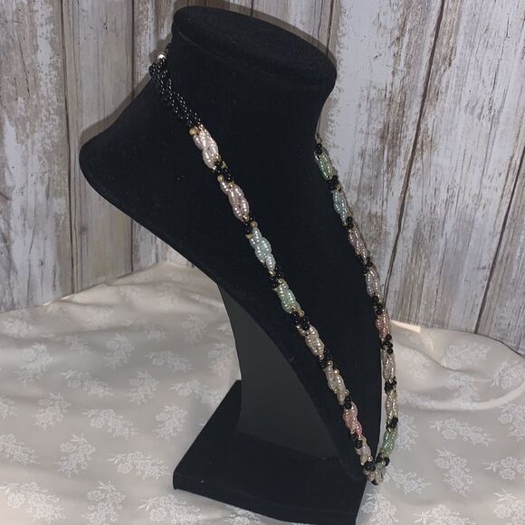 VTG MCM FAUX SEED PEARL MULTI COLORED/STRAND ROPE NECKLACE 24” - Picture 6 of 10